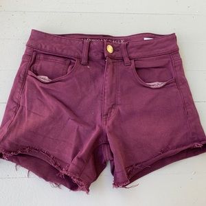 American Eagle high rise maroon shorts
